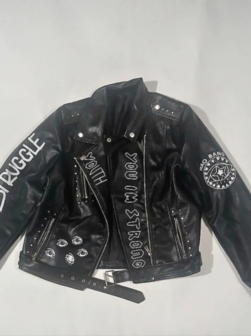 Struggle Black Moto Jacket Size XL Like New